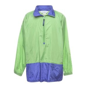 Vintage LL Bean Pullover Windbreaker Jacket Womens Size XL Lime Green & Purple